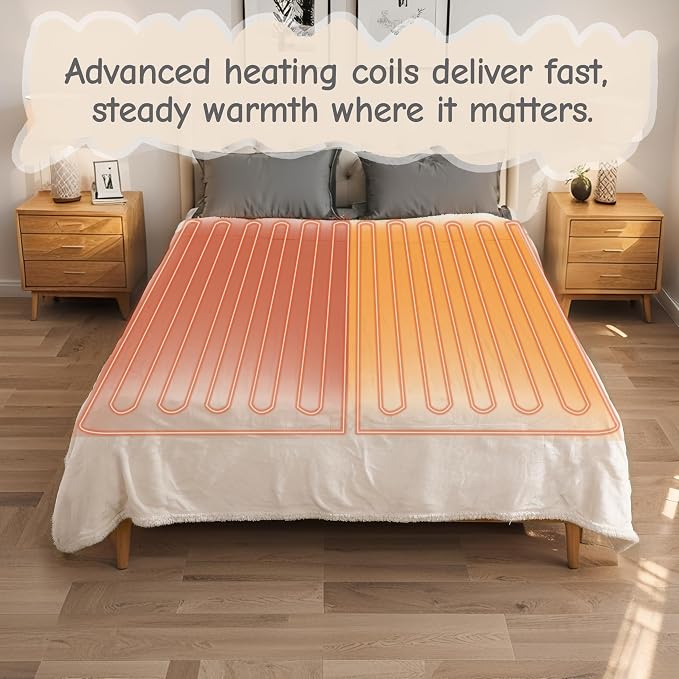Electric Heated Blanket Throw Size 50"x60", Soft Flannel - Image 5