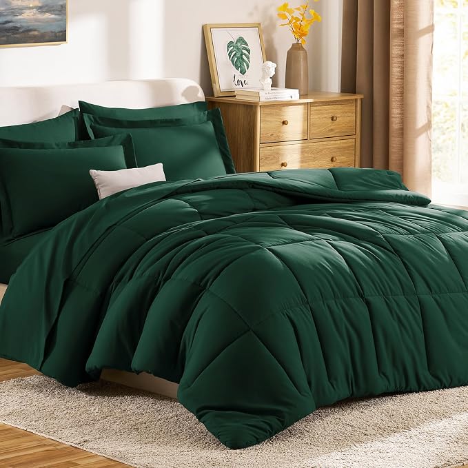 CozyLux Oversized King Comforter Sets Emerald Green, 7 Pieces Bed in a Bag - Image 9