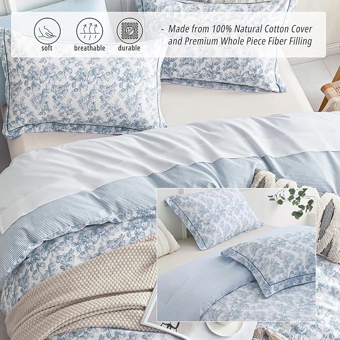 LEMIROE Vintage Cotton Comforter King Size 3Pcs - Image 2
