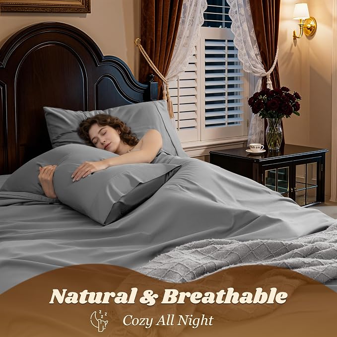 LBRO2M 100% Cotton Sheets Set Deep Pocket 19", 1000 Thread Count Queen Size 4 - Image 5