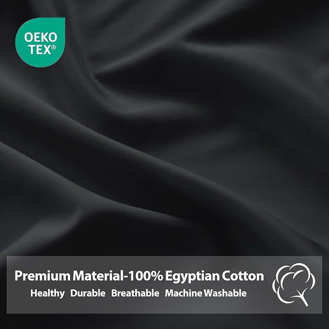 Twin Size Fitted Sheet Only Black, 100% Egyptian Cotton 600 Thread Count - Image 3