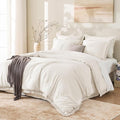 Andency Comforter Set Oversized King Beige 120x120, 3 Pieces Boho Fall Tassel by Andency