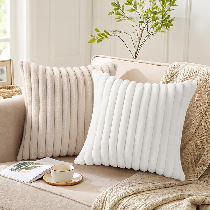 Pallene Faux Fur Plush Throw Pillow Covers 20x20 Set of 2, Luxury Soft Fluffy - Image 3