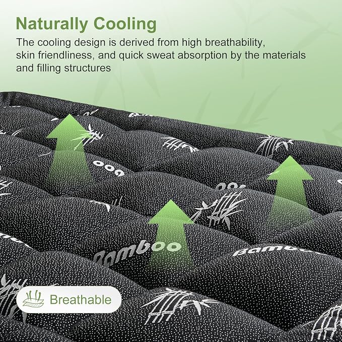 Twin XL Size Mattress Topper Viscose Derived from Bamboo, Soft Thick Pillow Top - Image 3