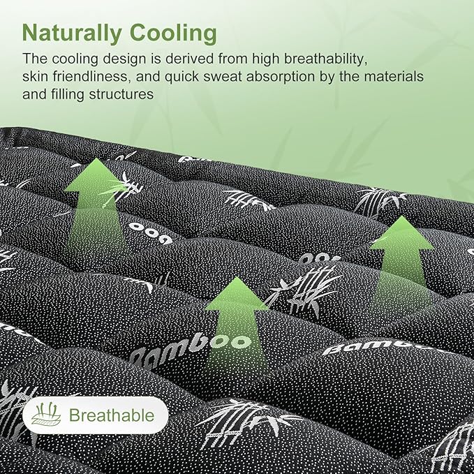 King Size Mattress Topper Viscose Derived from Bamboo, Soft Thick Pillow Top - Image 3