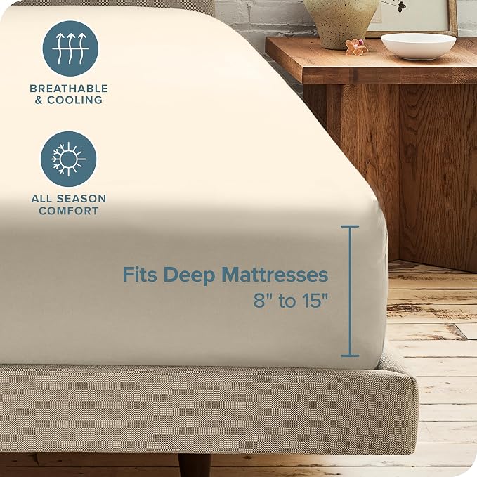 Bare Home 2-Pack Fitted Bottom Sheets Twin - Image 4