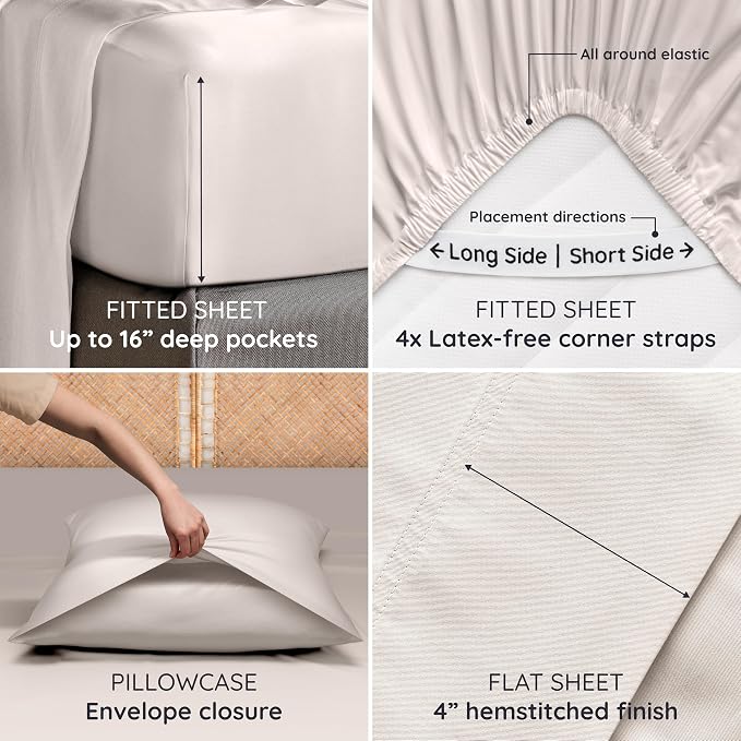 Bambaw California King Cooling Sheets Set 4pcs – 100% Viscose Derived from - Image 5
