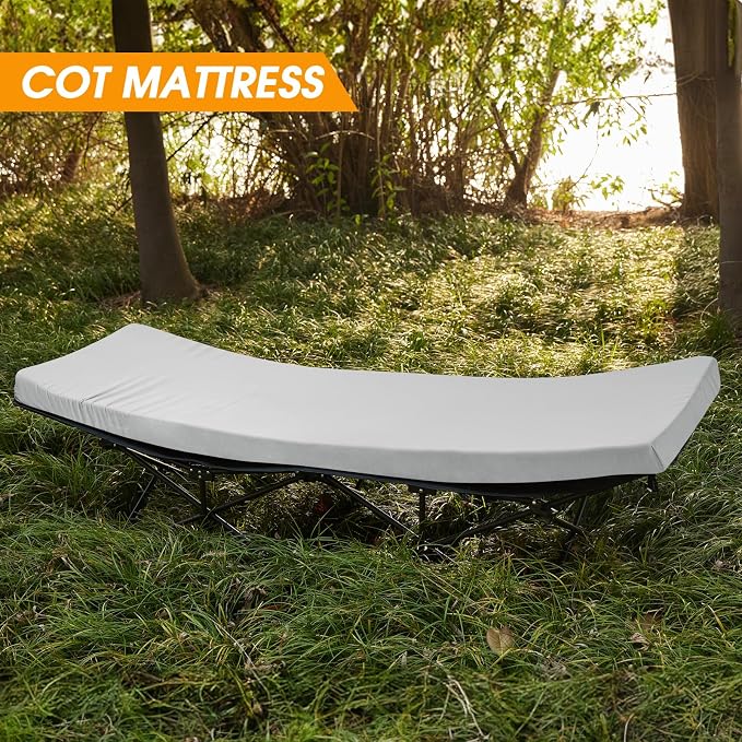 CYMULA Camping Cot Mattress 2in Memory Foam Sleeping Pad, Soft Warm Non-Slip - Image 7