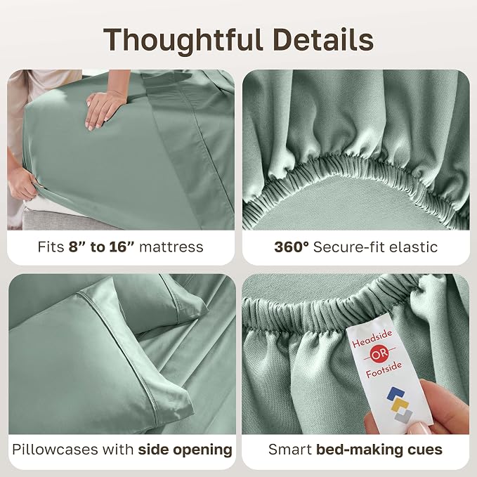 California Design Den Soft 100% Cotton Bed Sheets Queen Size Set, 400 Thread - Image 6