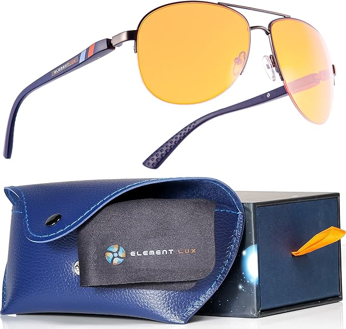 Blue Light Blocking Glasses Amber Lenses -For Better Sleep, Eye Strain Blocker by ElementLux