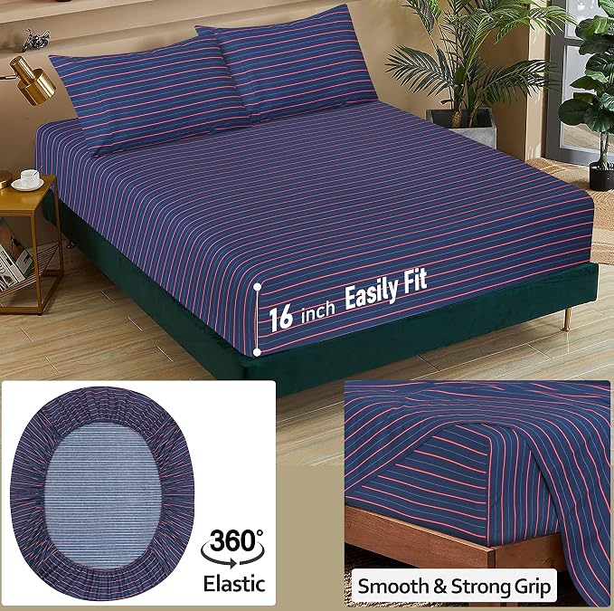 RUVANTI 100% Cotton Sheets – Queen Size Percale Bedding, Cooling & Breathable - Image 5
