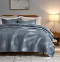 palassio Striped Blue Grey 100% Cotton Quilt King Size Bedding Sets, by PALASSIO