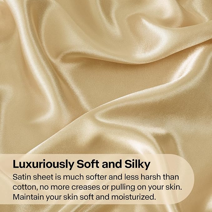 BEDELITE Satin Fitted Sheet and Pillowcases Set, Luxury Soft Similar to Silk - Image 3