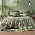 Monbix King Size Comforter Set, Sage Green King Size Bed Set Reversible 7 Pieces by Monbix