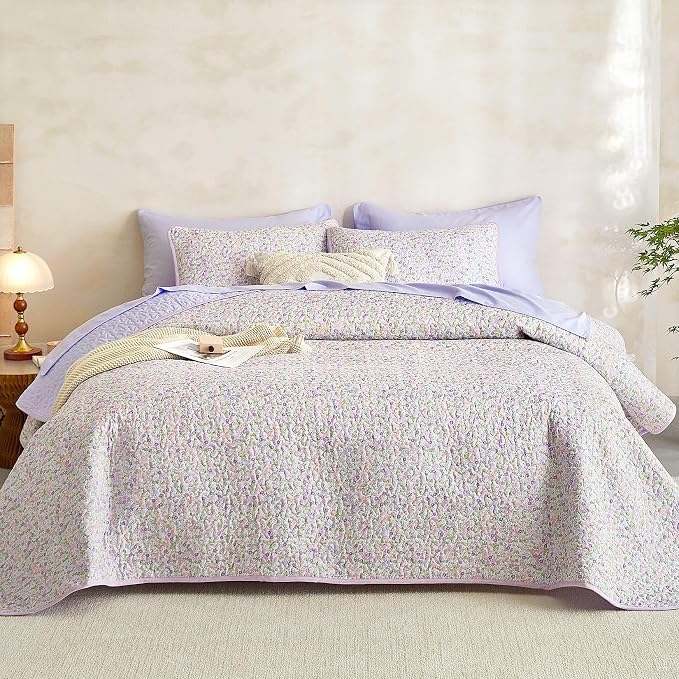 Wake In Cloud - Floral Quilt Set, Cute Vintage Flower Cottagecore Shabby Chic - Image 4