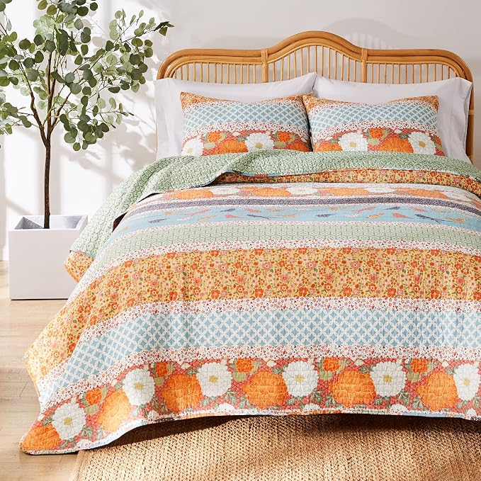 Greenland Home Carlie Modern Floral Reversible Quilt Set, 2-Piece Twin - Image 2