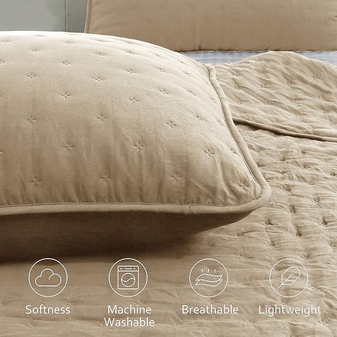 Beige Cloud King Size Quilt Bedding Sets - Image 3