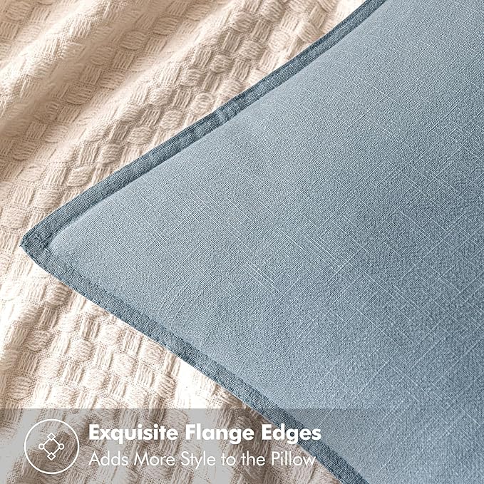 MIULEE Decorative Linen Euro Sham Pillow Covers 24x24 Blue Grey ​Boho - Image 2