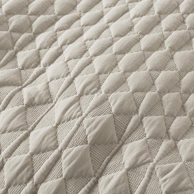 WDCOZY Light Beige Oversized California Cal King Size Quilt Bedding Set - Image 7