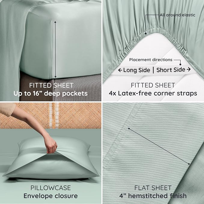 Bambaw 100% Viscose Derived from Bamboo Sheets Queen Size Set – 6pcs Deep - Image 5