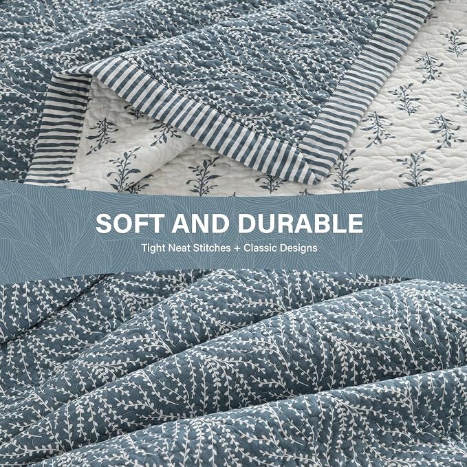 SahSahCasa Quilt Set King Size, 100% Cotton Quilt Bedding Set Bedspread - Image 7