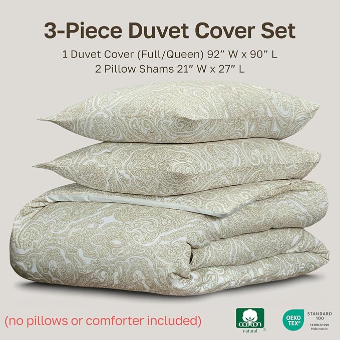 California Design Den Full/Queen Size Duvet Cover Set, 400 Thread Count 100% - Image 5