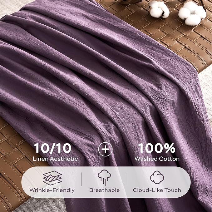 JELLYMONI 100% Washed Cotton Duvet Cover King – Soft, Breathable Linen-Look - Image 3