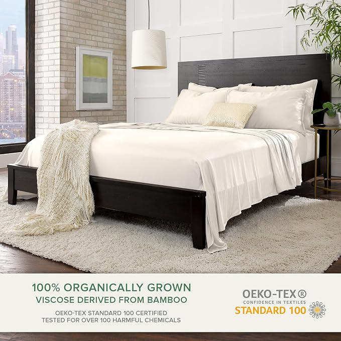 Pure Bamboo Full Sheets, Genuine 100% Organic Viscose Derived from Bamboo Bed - Image 2