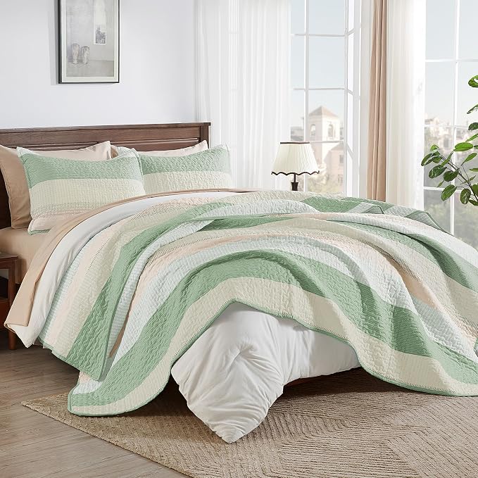 Andency California King Quilt Set Mint Pink, 3 Pieces Ultra Soft Lightweight - Image 7