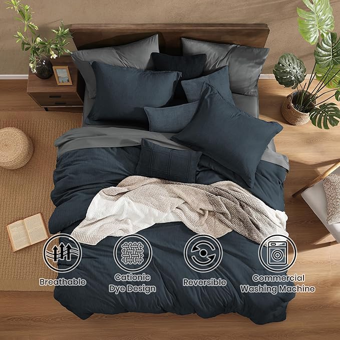 Monbix King Size Comforter Set, King Comforter Set 7 Pieces, Cationic Dyeing - Image 2