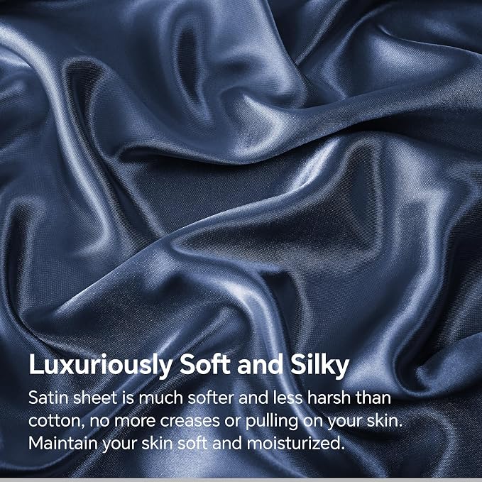 BEDELITE Satin Fitted Sheet and Pillowcase Set, Luxury Soft Similar to Silk - Image 3