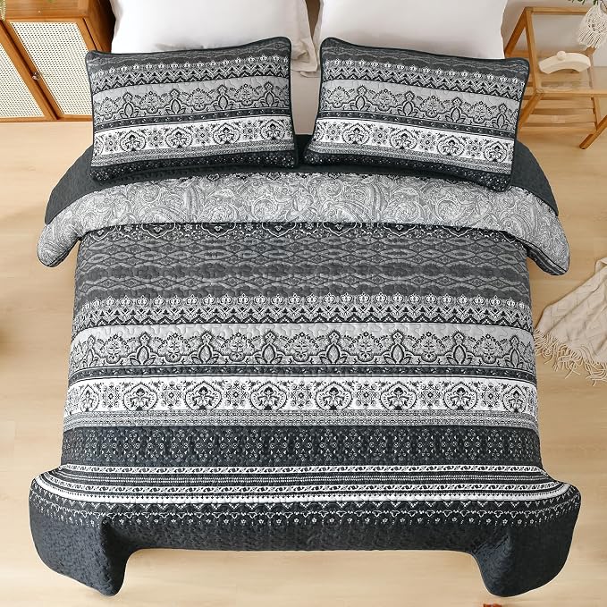 WONGS BEDDING Boho Queen Quilt Set, Lightweight Bed Decor Bedspread - Image 5