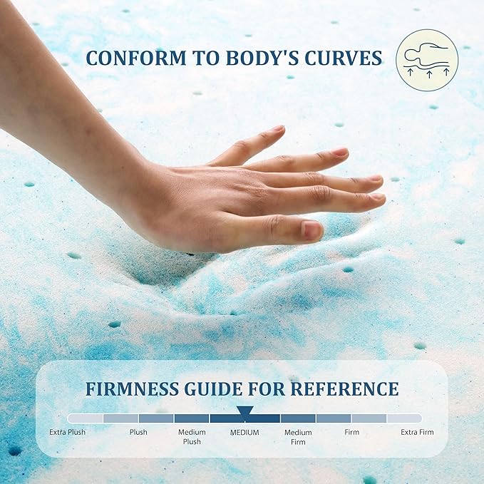 EGO Topper 4 Inch Twin XL Memory Foam Mattress Topper, Gel Foam Mattress Topper - Image 2