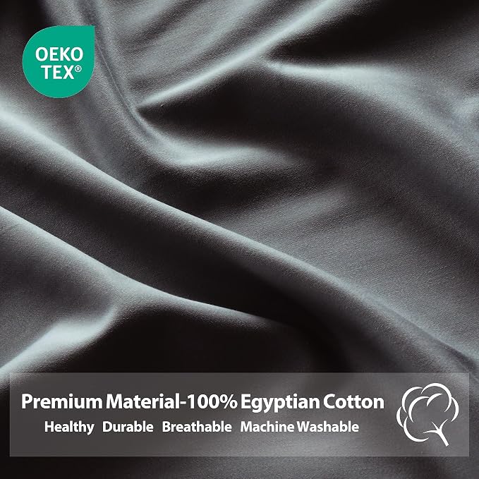 California King Size Fitted Sheet Only Dark Grey, 100% Egyptian Cotton 600 - Image 4