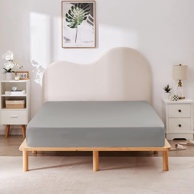 HBHLFZ Twin Fitted Sheet Only, Soft Breathable Bottom Sheet - Image 6