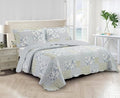 Brilliant Sunshine Multi Blue and Beige Floral Patchwork, 3-Piece Quilt Set by BrilliantSunshine