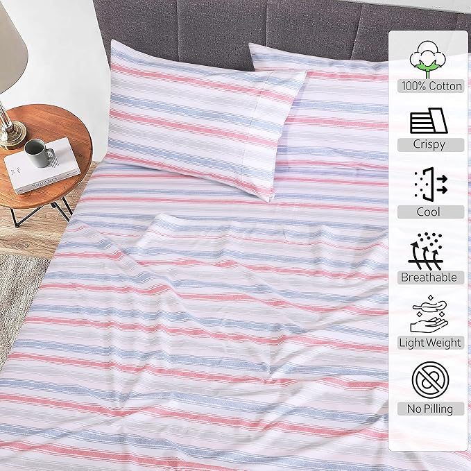 RUVANTI 100% Cotton Sheets – Twin XL Size Percale Bedding, Cooling & Breathable - Image 2