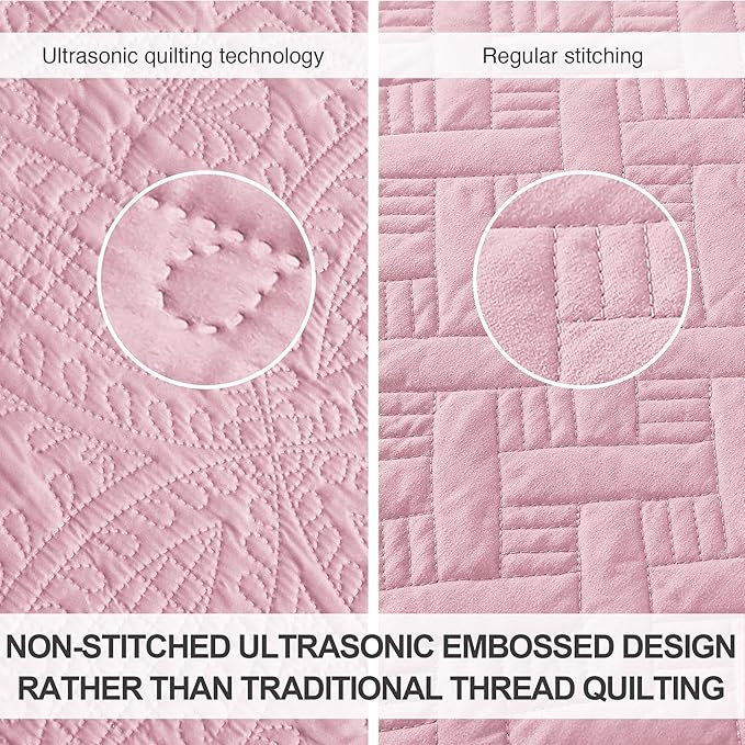 Love's cabin King Size Quilt Set Pink Bedspreads - Image 3