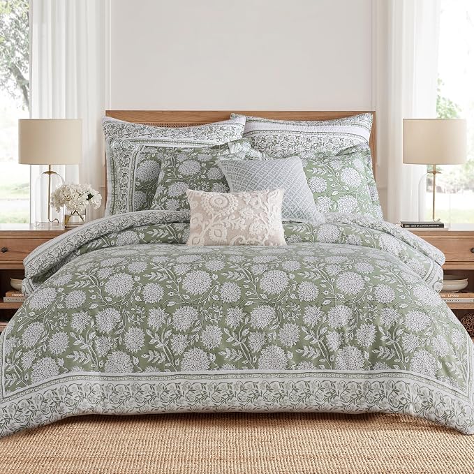 Levtex Home Adare Sage Reversible Twin Duvet Cover Set - Image 2