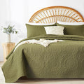 WURUIBO Olive Green Quilt Set Queen Size, Embossing Microfiber Full Bedspreads by WURUIBO