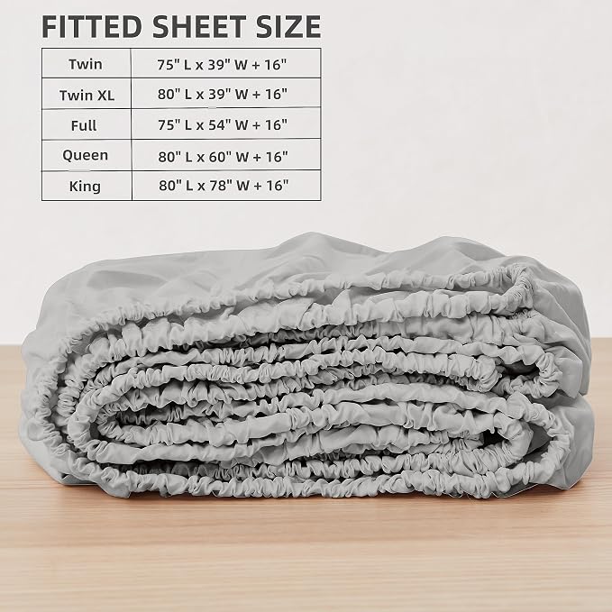 HBHLFZ King Fitted Sheet Only, Soft Breathable Bottom Sheet - Image 2