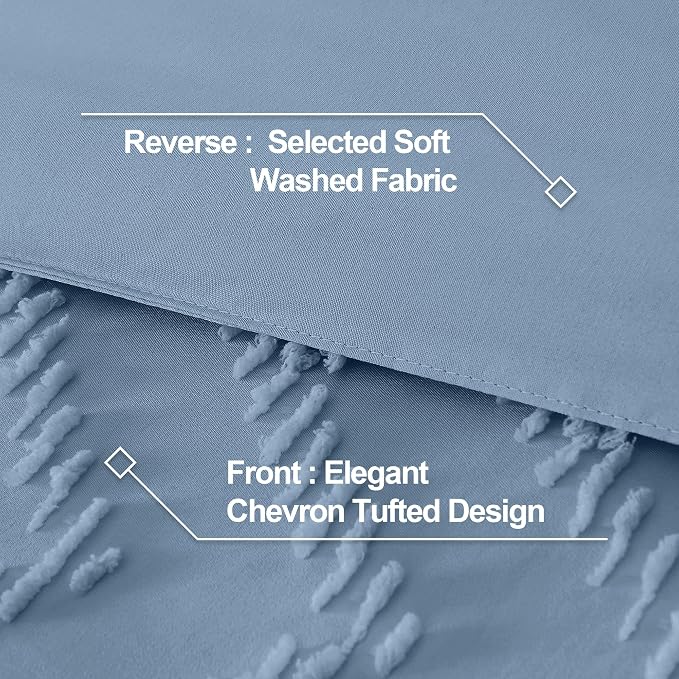Andency Greyish Blue Comforter Set Full Size, Boho Soft Warm Tufted Bedding - Image 8