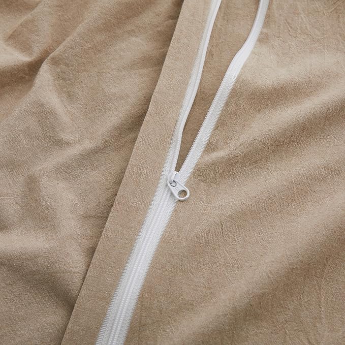 LOVQUE Linen Grey Duvet Cover Full Size, 100% Washed Cotton Linen Like Bedding - Image 5