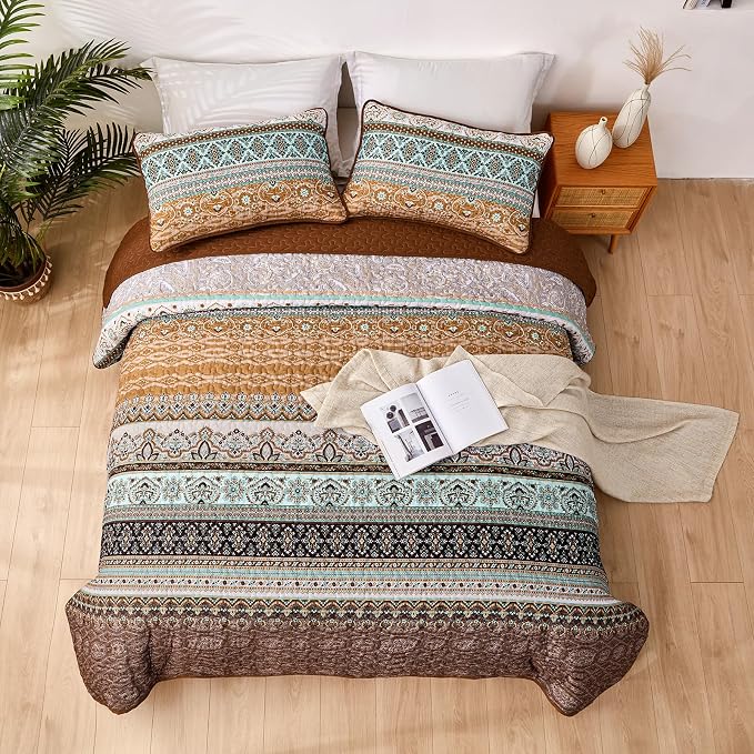 WONGS BEDDING Boho Fall Quilt Set Full, Ultra Soft Lightweight Bedspread - Image 7