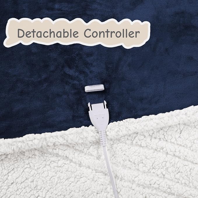 Electric Heated Blanket Throw Size 50"x60", Soft Flannel - Image 6
