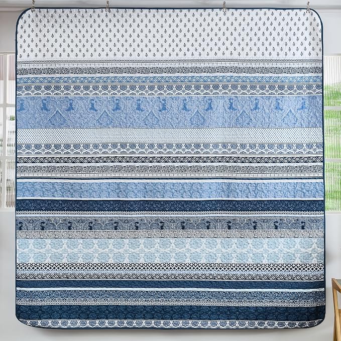 WONGS BEDDING Boho Quilt Set Full Size, Lightweight Microfiber Bedspread - Image 5