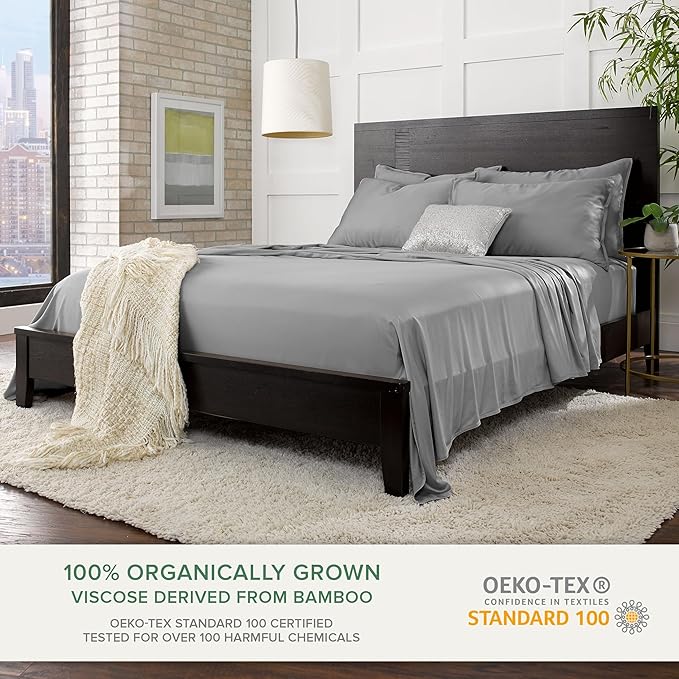 Pure Bamboo Queen Sheets, Genuine 100% Organic Viscose Derived from Bamboo Bed - Image 2