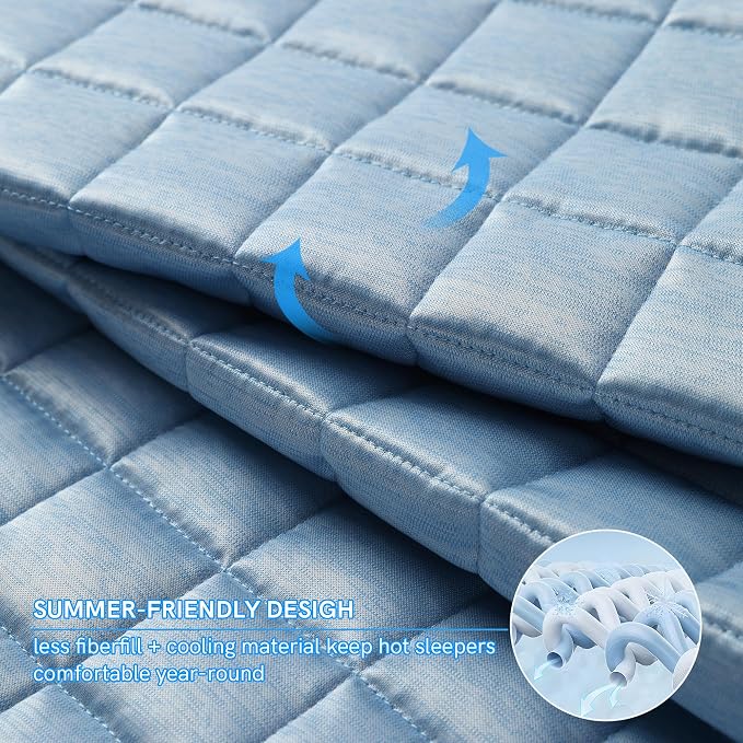 YnM Cooling Weighted Blanket for Adults, 12lbs Heavy Bed Throw Comforter - Image 3
