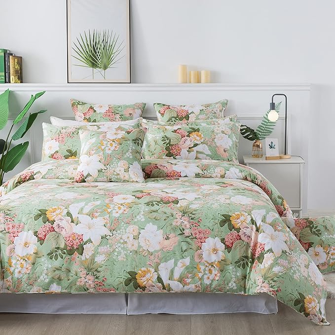 FADFAY Floral Duvet Cover Set Queen 100% Cotton Shabby Vintage Bedding 600 TC by CottonWorldSweetDream