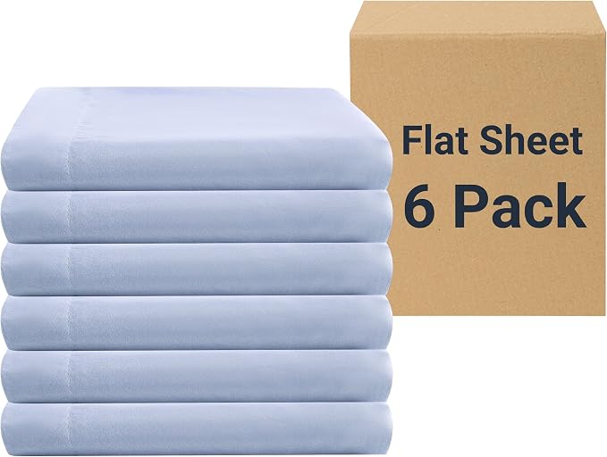 ZPECC King Flat Sheet Only 6 Pack, Durable Light Blue Top Bed Sheets by ZPECC-ABrandThatHasBeenFocusedOnBabyProductsFor18Years